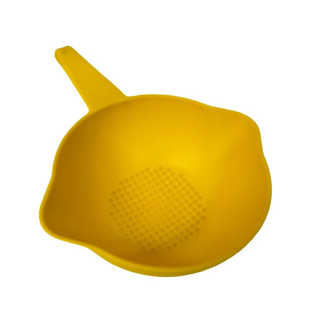 Yellow Plastic‎ Colander With Handle For Kitchen Use
